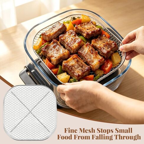 2 Pack Stainless Steel Air Fryer Rack for Ninja Crispi Air Fryer FN101 | Reusable Crisper Rack, Includes 2 Pcs Cleaning Brush, Even Heating for Crispy Food, Heat Resistant, Rust-Proof Structure in Saudi Arabia
