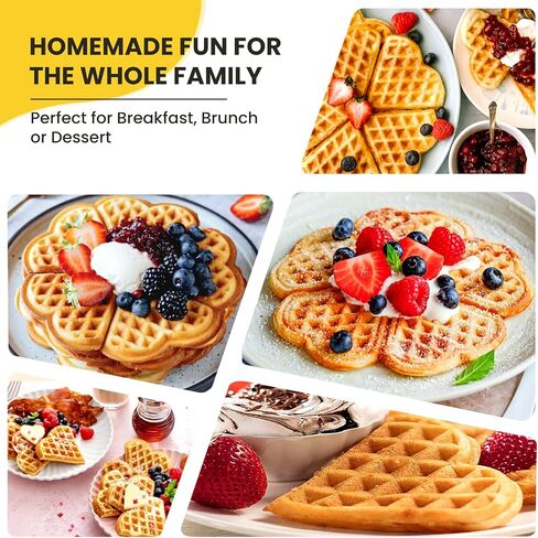 Heart-Shaped Waffle Maker,7-Inch Nonstick Waffle Iron | Stainless steel round classic waffle maker,cool-touch handle, and easy-clean design in Saudi Arabia