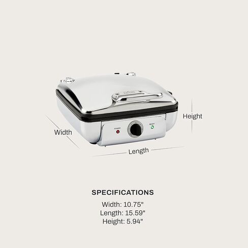 All-Clad Stainless Steel Waffle Maker 4 Section, Thick Belgium Waffle Makers, Upright Storage 1600 Watts, Nonstick, 6 Browning Levels, Dishwasher Safe in Saudi Arabia