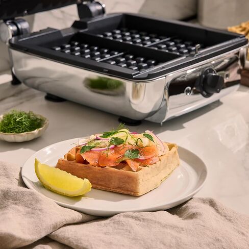 All-Clad Stainless Steel Waffle Maker 4 Section, Thick Belgium Waffle Makers, Upright Storage 1600 Watts, Nonstick, 6 Browning Levels, Dishwasher Safe in Saudi Arabia