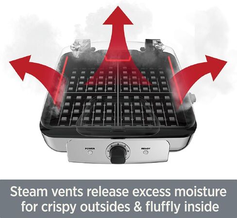 All-Clad Stainless Steel Waffle Maker 4 Section, Thick Belgium Waffle Makers, Upright Storage 1600 Watts, Nonstick, 6 Browning Levels, Dishwasher Safe in Saudi Arabia