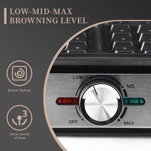 Belgian Square Thick Waffle Maker with Non-stick Plate, Temperature Control | 4 Slices Waffles Maker Waffle Iron Make Waffle in Minutes, 3 Browning Level, 1200W in Saudi Arabia