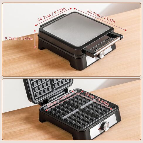 Belgian Square Thick Waffle Maker with Non-stick Plate, Temperature Control | 4 Slices Waffles Maker Waffle Iron Make Waffle in Minutes, 3 Browning Level, 1200W in Saudi Arabia