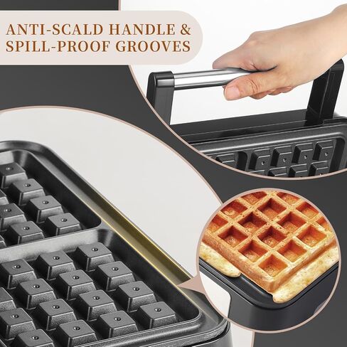 Belgian Square Thick Waffle Maker with Non-stick Plate, Temperature Control | 4 Slices Waffles Maker Waffle Iron Make Waffle in Minutes, 3 Browning Level, 1200W in Saudi Arabia