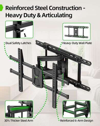 USX MOUNT UL Listed TV Wall Mount for 42"-84" TVs up to 110lbs and 8"-24" Wood Studs, TV Mount with Tilt, Swivel & Extension, Wall Mounts Bracket with Dual Articulating Arms, Max VESA 600x400mm in Kuwait
