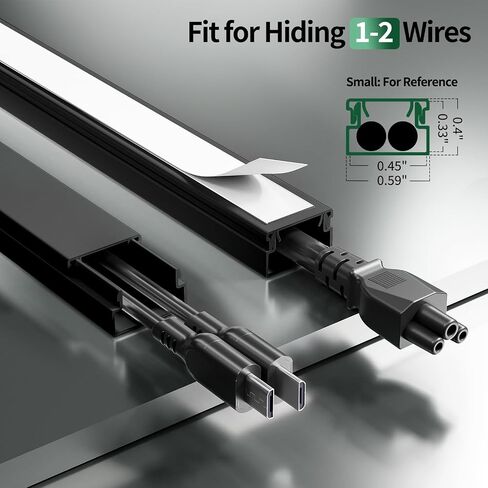 Black Cord Hider, 212.6in Cord Covers for 1-2 Wires on Wall, Paintable Cable Hider, Wire Hider Wire Covers for Cords on Walls, Easy Set-up Cable Raceway Management to Hide Cords, W0.59 H0.4in, Black in Saudi Arabia