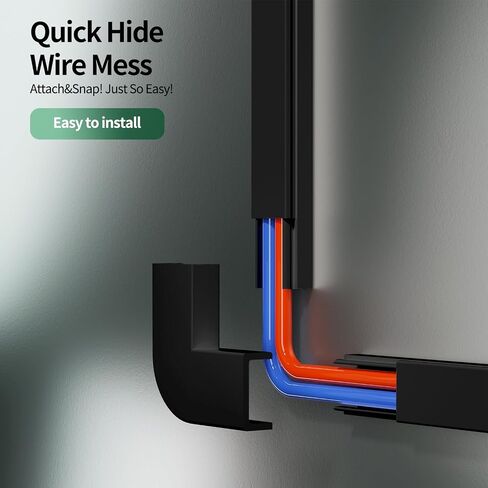 Black Cord Hider, 212.6in Cord Covers for 1-2 Wires on Wall, Paintable Cable Hider, Wire Hider Wire Covers for Cords on Walls, Easy Set-up Cable Raceway Management to Hide Cords, W0.59 H0.4in, Black in Saudi Arabia