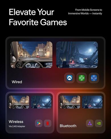 نظارات VITURE Pro 2 XR + حزمة وحدة تحكم الألعاب 8BitDo لنظام Android | 146 بوصة 120 هرتز، 63 جرام، قرص من 0 إلى -5.0D، عصي Hall Effect، زمن وصول منخفض USB-C، شحن أثناء اللعب، Android in Kuwait