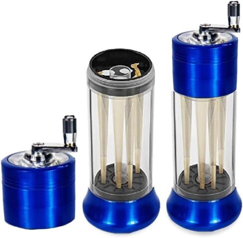 Spice Grinder 3-in-1 Hand Crank Loader Roller Crusher Filler Flower Buds Milling Grinding Storage with Magnetic Lid in Saudi Arabia