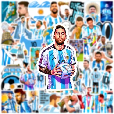 50PCS Soccer Player Messi Sticker for Fans, Vinyl Waterproof Laptop Water Bottle Stickers for Aldults Boys Girls Teens Cool Soccer Sport in Saudi Arabia