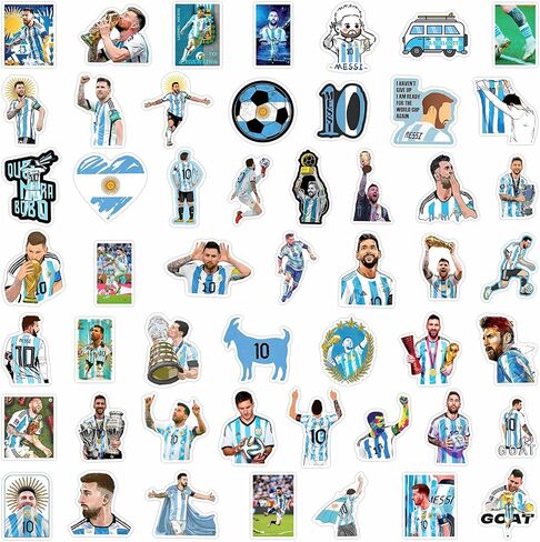 50PCS Soccer Player Messi Sticker for Fans, Vinyl Waterproof Laptop Water Bottle Stickers for Aldults Boys Girls Teens Cool Soccer Sport in Saudi Arabia