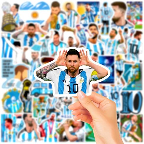 50PCS Soccer Player Messi Sticker for Fans, Vinyl Waterproof Laptop Water Bottle Stickers for Aldults Boys Girls Teens Cool Soccer Sport in Saudi Arabia
