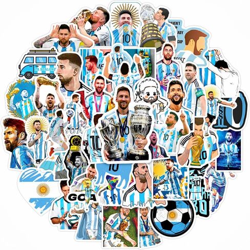 50PCS Soccer Player Messi Sticker for Fans, Vinyl Waterproof Laptop Water Bottle Stickers for Aldults Boys Girls Teens Cool Soccer Sport in Saudi Arabia
