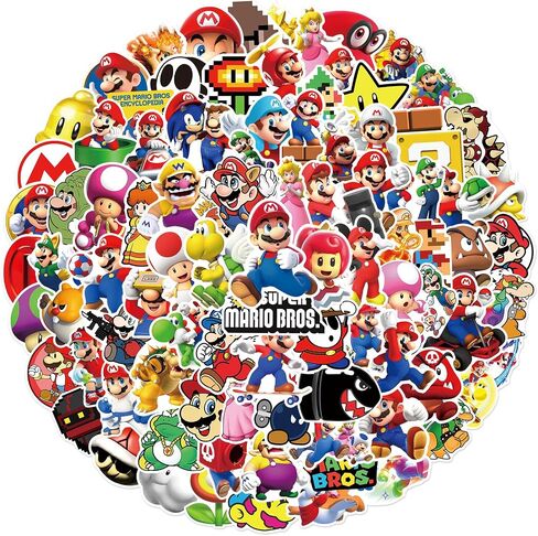 100pcs Cartoon Super Mario BROS. Stickers for Kids, Vinyl Waterproof Mario Decal for Water Bottle Laptop Toy Sticker for DIY Decorate Bumper Phone Hard Hat Kids Teens Gifts (Mar100) in Saudi Arabia