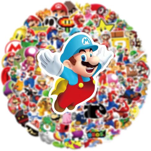 100pcs Cartoon Super Mario BROS. Stickers for Kids, Vinyl Waterproof Mario Decal for Water Bottle Laptop Toy Sticker for DIY Decorate Bumper Phone Hard Hat Kids Teens Gifts (Mar100) in Saudi Arabia