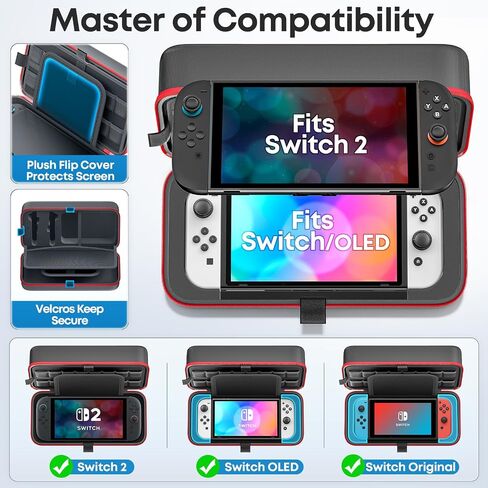 Carrying Case Compatible with Nintendo Switch 2(2025) , Portable Switch 2 Travel Carry Case Fit for Joy-Con 2 and AC Adapter, Hard Shell Protective Pouch Bag with 26 Game Cards for Game Accessories in Saudi Arabia