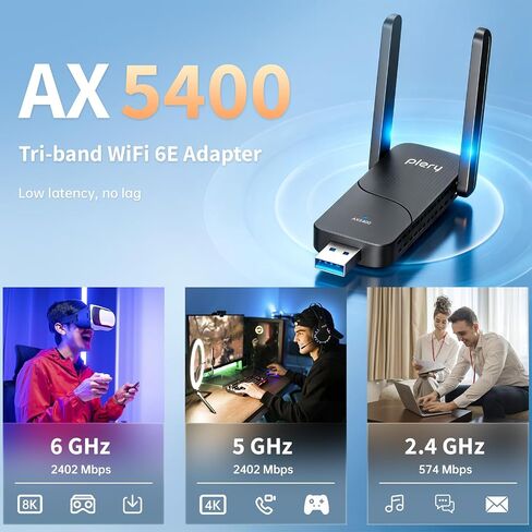 WiFi 6E USB WiFi Adapter, AX5400 Tri-Band 6GHz/5GHz/2.4GHz | Gaming USB 3.0 WiFi Dongle with High Gain Antennas for Desktop PC Laptop, Supports Windows 11/10, WPA3, OFDMA in Saudi Arabia