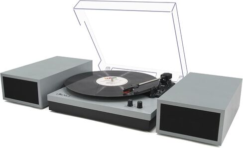 LP&No.1 Record Player with Built-in Stereo Speakers, LED Control, 3-Speed Belt-Drive Vinyl Turntable with USB Playback & Recording, Wireless Input & Output, Auto Stop, Pitch Control | Black in Saudi Arabia
