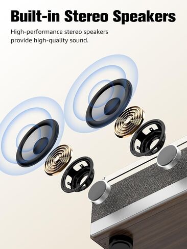 7-in-1 Vinyl Record Player, Bluetooth Belt Drive Turntable | 3-Speed Turntables for Vinyl Records, AM/FM Radio, Pitch Control, RCA Out, Auto Stop, Walnut in Saudi Arabia