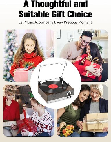 7-in-1 Vinyl Record Player, Bluetooth Belt Drive Turntable | 3-Speed Turntables for Vinyl Records, AM/FM Radio, Pitch Control, RCA Out, Auto Stop, Walnut in Saudi Arabia