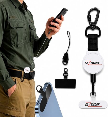 Retractable Phone Tether with Locking Carabiner & metal 360° Anti-Theft Phone Lanyard, 27.5" Steel Cable Phone Leash in Saudi Arabia