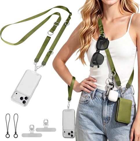 takyu Multifunctional Phone Lanyard, 3 in 1 Cell Phone Detachable Adjustable Crossbody Strap & Neck Lanyard & Wrist Lanyard with 2x Tether Tab for Most Smartphones, Outdoor Travel Essential Black in Saudi Arabia