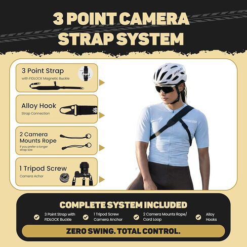 Lumiere & Co. Fidlock Magnetic Cycling 3 Point Camera Strap, Magnetic attachment for fast on and off attachment on the bike in Saudi Arabia