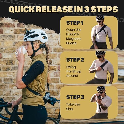 Lumiere & Co. Fidlock Magnetic Cycling 3 Point Camera Strap, Magnetic attachment for fast on and off attachment on the bike in Saudi Arabia
