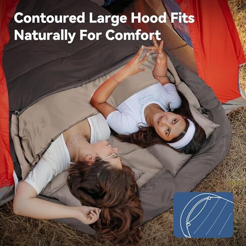 MEREZA Mummy Double Sleeping Bag for Adults with Pillow Cold Weather 0 Degree 2 Person Sleeping Bag for Big Tall Mens Couples Family Camping in Saudi Arabia
