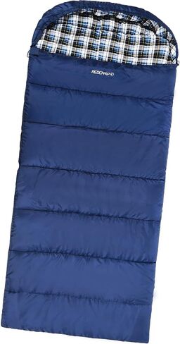 REDCAMP Flannel Sleeping Bag for Adults, Comfortable Cotton Envelope Sleeping Bags for Camping, Backpacking, Hiking, with Detachable Hood&Compression Sack, Blue/Red/Grey/Black in Kuwait