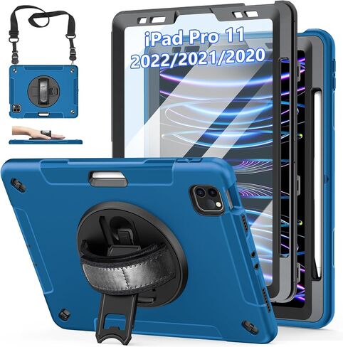 Miesherk STOCK for iPad (A16) 11th/10th Generation Case 2025/2022 Black | Shockproof Protective TPU Cover with Rotatable Stand-Screen Protector-Handle- Shoulder strap- Pencil holder in Saudi Arabia