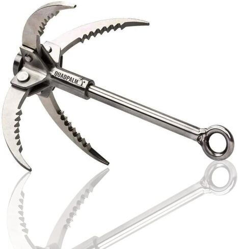 Stainless Steel Foldable Grappling Hook – Multifunctional QUADPALM Grapple Hook - 4 Stainless Steel Folding Claws - Heavy Duty - Outdoor Camping Hiking Tree Rock Mountain Climbing Equipment in Kuwait