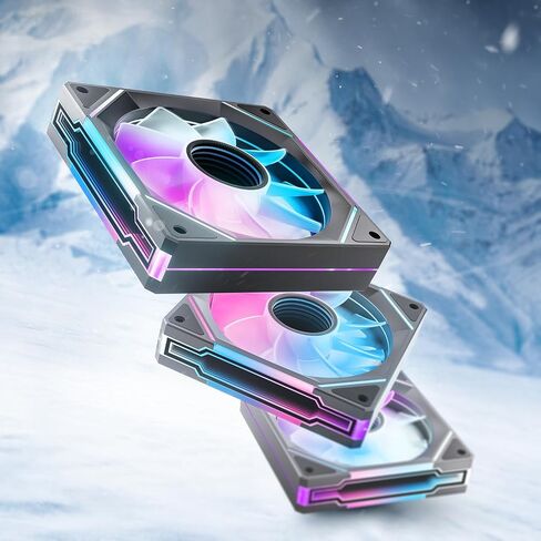 AsiaHorse AMICI-5GT RGB PC Fans, Infinity Mirror ARGB Fans HDB Bearing Fan Speeds Up to 1800 RPM with 24 LED Lights, Reverse Blade Fan Compatible Motherboard Aura SYNC (Not Wireless Connection) in Kuwait