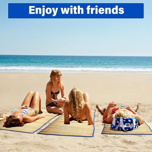 Straw Beach Mat Non Slip Straw Foldable Lightweight Multi-Purpose Mat for Sunbathing Floor Yoga Picnics Camping Party Festivals Outdoor Activities in Saudi Arabia