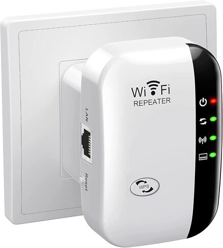Jancane WiFi Extender Signal Booster Up to 5800sq.ft and 55 Devices | Wireless Internet Repeater, Long Range Amplifier with Ethernet Port, 1-Key Setup, Access Point, Alexa Compatible in Saudi Arabia