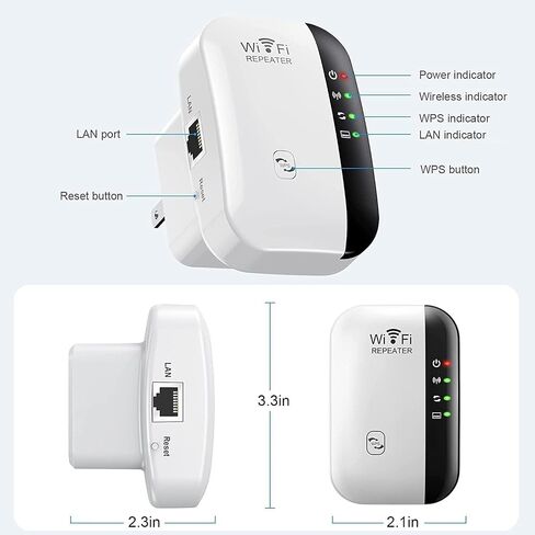 Jancane WiFi Extender Signal Booster Up to 5800sq.ft and 55 Devices | Wireless Internet Repeater, Long Range Amplifier with Ethernet Port, 1-Key Setup, Access Point, Alexa Compatible in Saudi Arabia