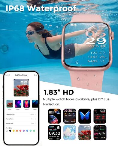 Smart Watch, Fitness Watch for Women Men with 24/7 Heart Rate/Blood Pressure Monitor,Pedometer, Sleep Tracker, 120+ Sport Modes, IP68 Waterproof Activity&Fitness Tracker Compatible with Android iPhone in Kuwait