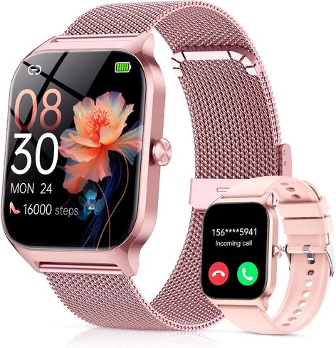 CASCHO Smart Watch for Women (2 Bands), Bluetooth Call Smartwatch with AI Voice,1.85" HD Fitness Watch,Heart Rate/SpO2/Steps/Sleep Monitor,120+ Sports Modes,IP68 Waterproof Watch for Android iOS-Rose in Saudi Arabia