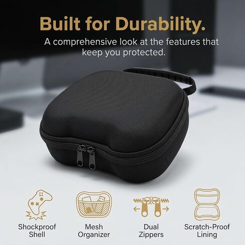 Universal Controller Travel Case, Hard EVA, Mesh Pocket, Fits Xbox PS5 PS4 | Shockproof Semi-Hard Shell, Soft Microfiber Lining, Double Zipper, Compact & Portable, Sturdy Protective Design in Saudi Arabia