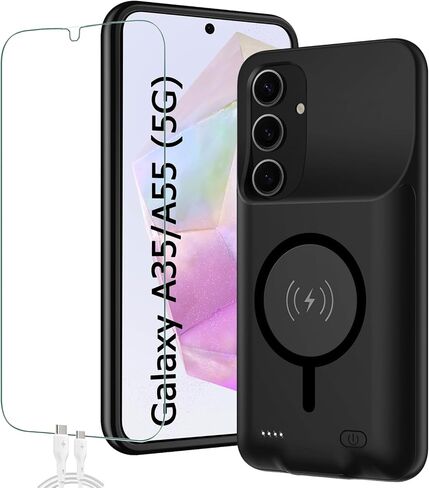 Battery Case for Galaxy A16/A17, 10000mAh High Capacity Portable Charger Case, Rechargeable Smart Battery Pack Compatible with Galaxy A16 A17 6.7 inch Charging, Support Wireless & Carplay - Black in Kuwait