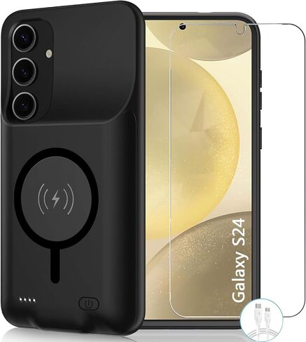 Battery Case for Galaxy S23 Plus,[12000mAh] Large Capacity Slim Portable Protective Fast Charging Case Battery Case Compatible with Galaxy S23 Plus(6.6inch) Wireless Charging Case with Carplay-Black in Saudi Arabia