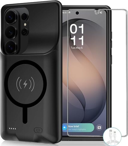 Battery Case for Galaxy S23 Plus,[12000mAh] Large Capacity Slim Portable Protective Fast Charging Case Battery Case Compatible with Galaxy S23 Plus(6.6inch) Wireless Charging Case with Carplay-Black in Saudi Arabia