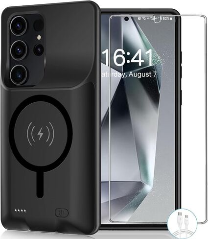 Battery Case for Galaxy S23 Plus,[12000mAh] Large Capacity Slim Portable Protective Fast Charging Case Battery Case Compatible with Galaxy S23 Plus(6.6inch) Wireless Charging Case with Carplay-Black in Saudi Arabia