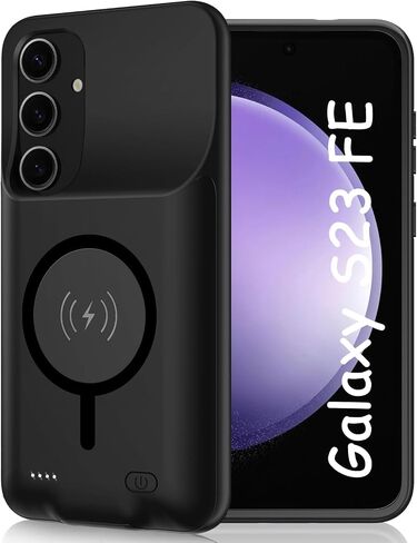 Battery Case for Galaxy S23 Plus,[12000mAh] Large Capacity Slim Portable Protective Fast Charging Case Battery Case Compatible with Galaxy S23 Plus(6.6inch) Wireless Charging Case with Carplay-Black in Saudi Arabia
