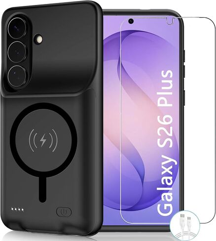Battery Case for Galaxy S23 Plus,[12000mAh] Large Capacity Slim Portable Protective Fast Charging Case Battery Case Compatible with Galaxy S23 Plus(6.6inch) Wireless Charging Case with Carplay-Black in Saudi Arabia