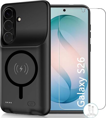 Battery Case for Galaxy S23 Plus,[12000mAh] Large Capacity Slim Portable Protective Fast Charging Case Battery Case Compatible with Galaxy S23 Plus(6.6inch) Wireless Charging Case with Carplay-Black in Saudi Arabia