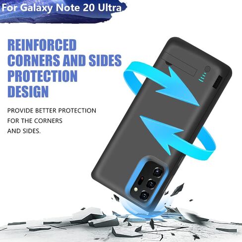 Battery Case for Samsung Galaxy Note 20 Ultra 5G, 5000mAh Rechargeable Extended Battery Charging Charger Case, Add 100% Extra Juice, Not Compatible with Galaxy S20 Ultra Black in Kuwait