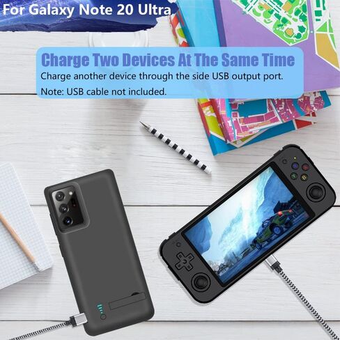 Battery Case for Samsung Galaxy Note 20 Ultra 5G, 5000mAh Rechargeable Extended Battery Charging Charger Case, Add 100% Extra Juice, Not Compatible with Galaxy S20 Ultra Black in Kuwait