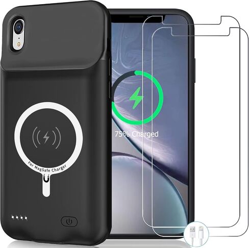 Battery Wireless Charging Case for iPhone XR, 10000mAh High Capacity Portable Rechargeable Protective Case Wireless Charging Compatible with iPhone XR (6.1 inch) Extended Battery Charger Cover (Black) in Saudi Arabia