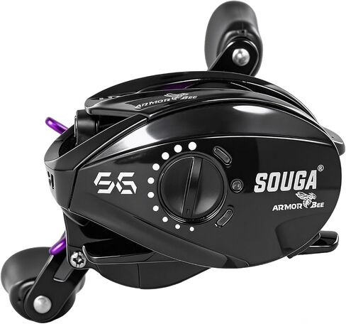 بكرة SOUGA DC Baitcaster مع نظام مغناطيسي ذكي مضاد لرد الفعل العكسي، بكرة صب الطعم خفيفة للغاية 184 جرام، أقصى سحب 33 رطل، نسبة تروس عالية السرعة 7.1:1، سحب سهل للصب للبطولات والصيادين المبتدئين in Kuwait